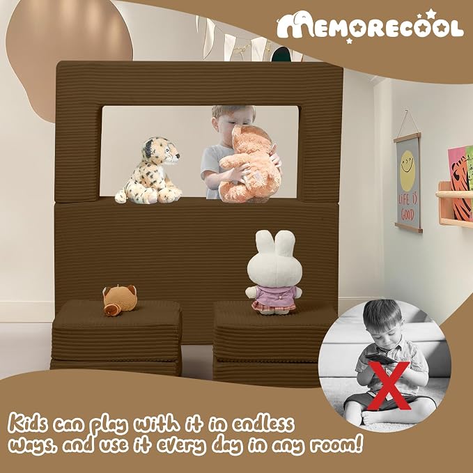 MeMoreCool Modular Kids Couch, Corduroy Play Toddler Couch - Image 5