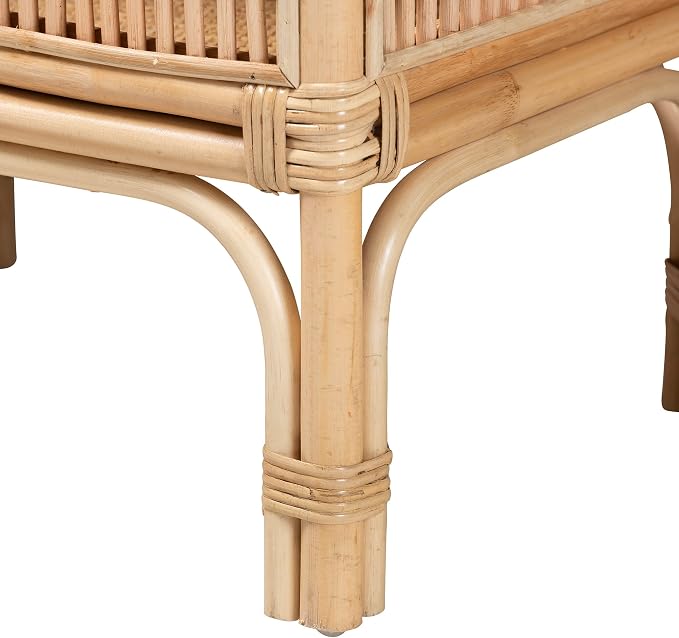 Bali & pari Lombok Modern Bohemian Natural Rattan 2-Tier Console Table - Image 7
