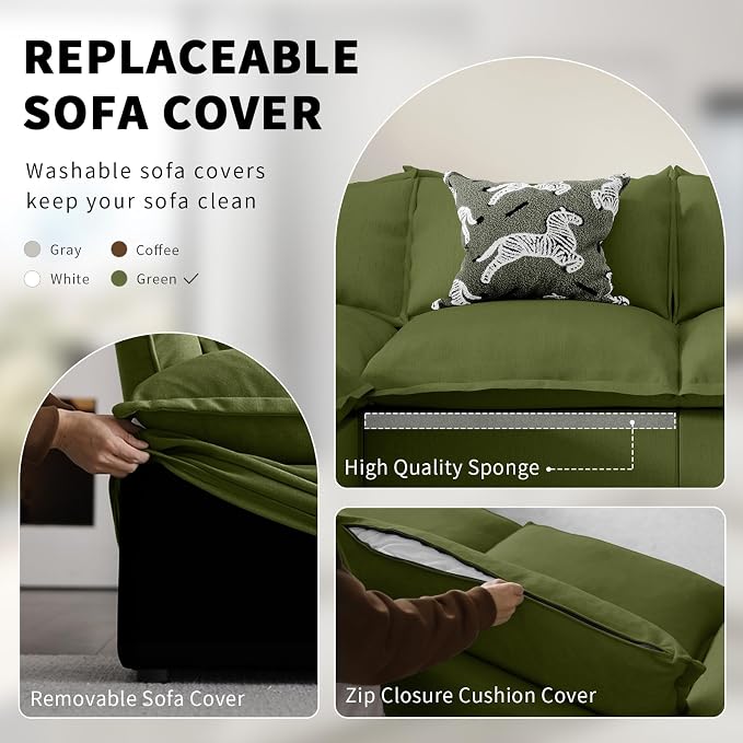 6 Seat U Shape Modular Sectional Couch Sofa - Image 5