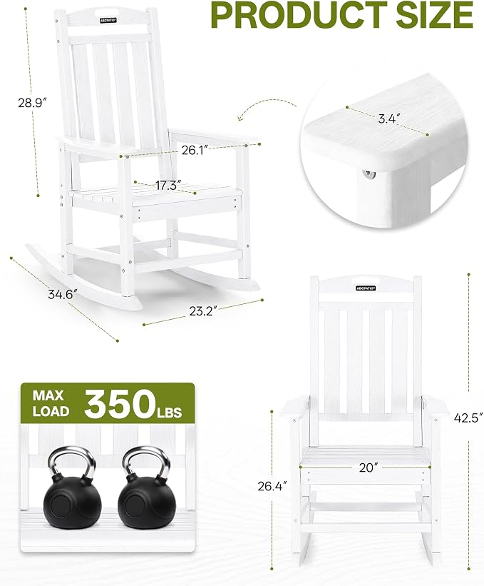 Outdoor Adirondack Rocking Chairs All-Weather HDPE Patio Rocker Chair - Image 3