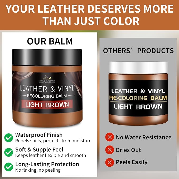 Leather Recoloring Balm with 100ml Mink Oil, Light Brown Leather Repair Kit and - Image 3
