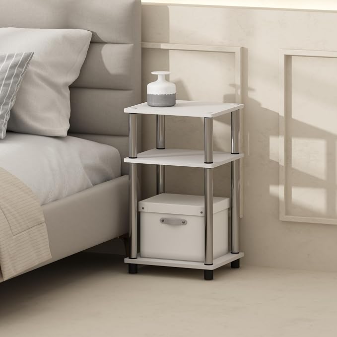 Furinno Just 3-Tier Turn-N-Tube Open Storage Nightstand, Plastic Poles - Image 4