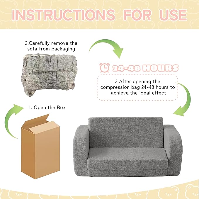 Toddler Couch, 2-in-1 Toddler Chairs Comfy 1-3 Years Old, Toddler Chair - Image 7