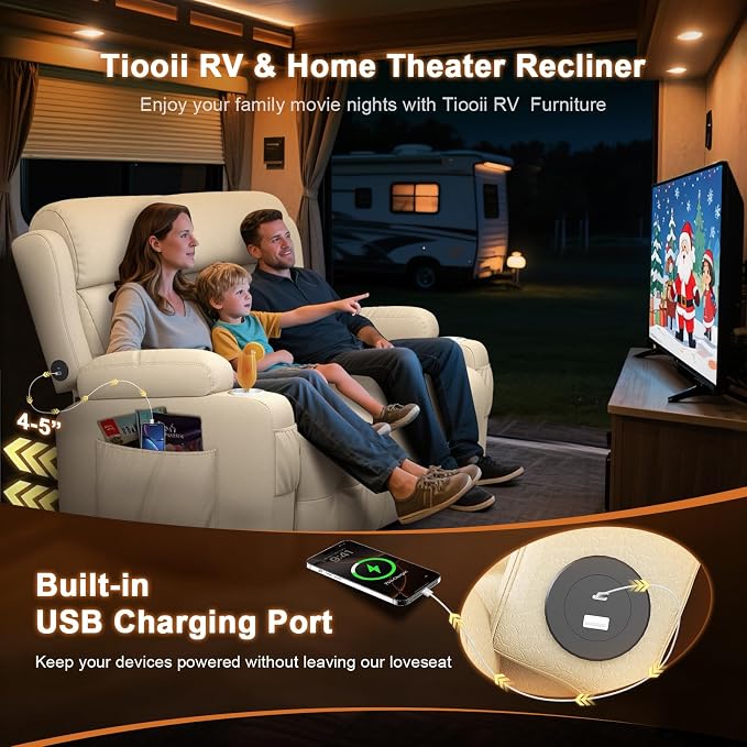 Home Theater Seating Loveseat Recliner Sofa, Wall-Hugger Reclining Couch - Image 5