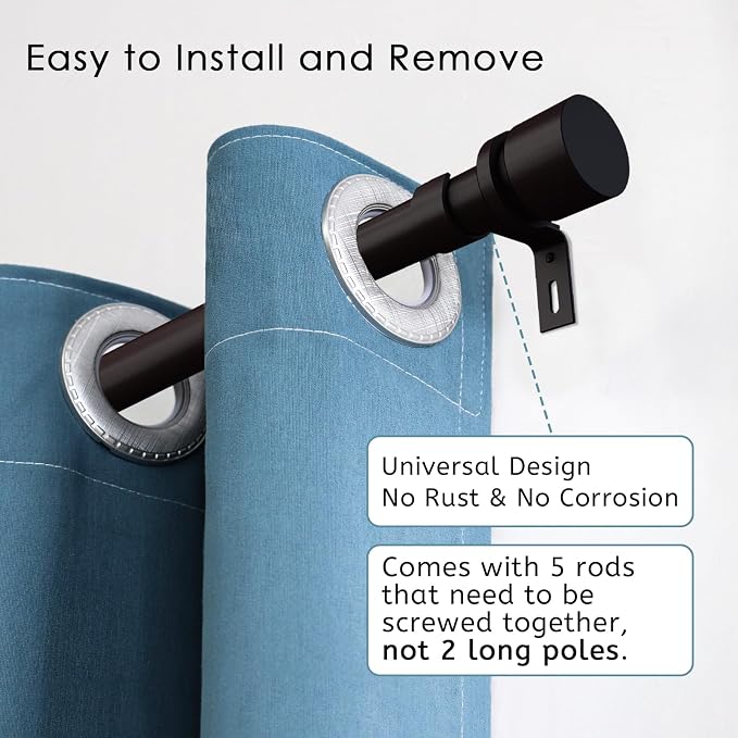 Byondeth Curtain Rods for Windows 16 to 88 Inches Adjustable Length 1 Inch - Image 2