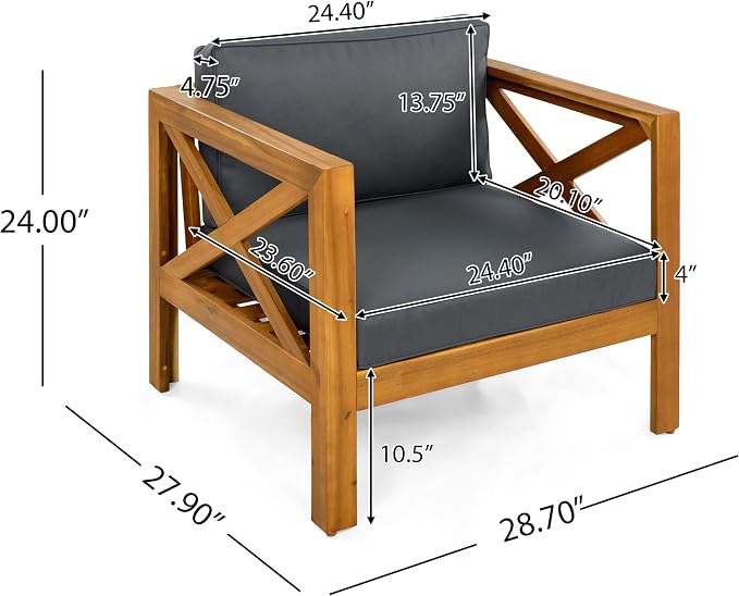 Merax Outdoor 4-Piece Acacia Wood Conversation Set - Image 5