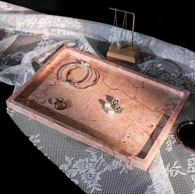 Real Luxurious Natural Marble Vanity Tray Genuine Marble Storage Tray - Image 3