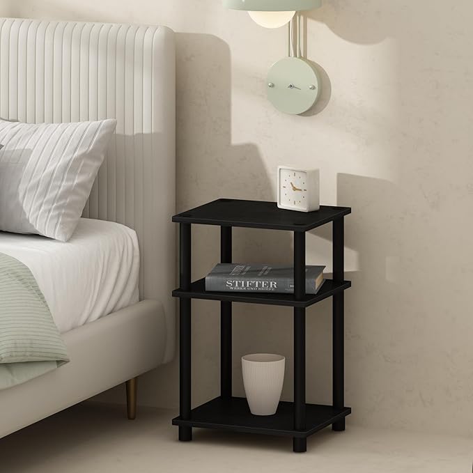 Furinno Just 3-Tier Turn-N-Tube Open Storage Nightstand, Plastic Poles by Furinno-FitsYourSpaceFitsYourBudget