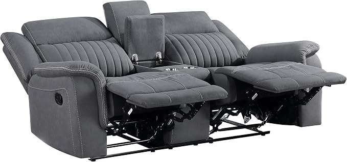Lexicon Manual Double Reclining Loveseat, Polished Microfiber Manual Wall - Image 8