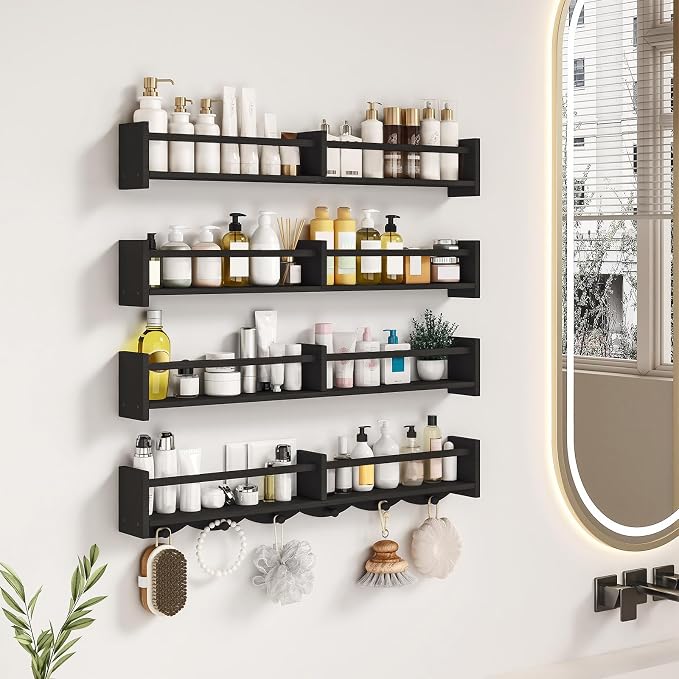 34Inch Nursery Bookshelves, Wall Floating Shelf Kids Coat Rack - Image 7