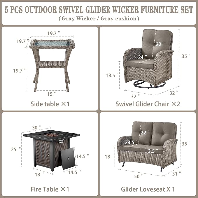 Belord 5 Pieces Patio Furniture Set - Image 2