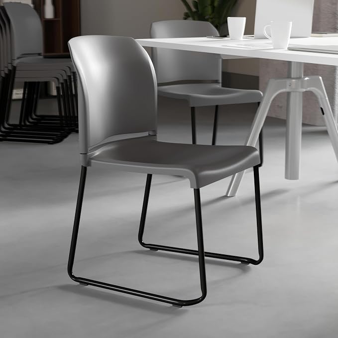 Flash Furniture HERCULES Series 880 lb. Capacity Gray Full Back Contoured Stack - Image 5