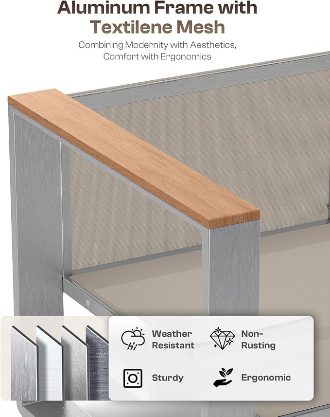 Aluminum Patio Furniture Set, 5 Seats Outdoor Patio Conversation Sets - Image 3