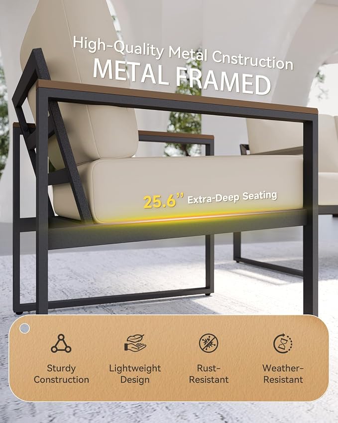 Aoxun Patio Furniture Set, 4 Piece Outdoor Patio Furniture - Image 2