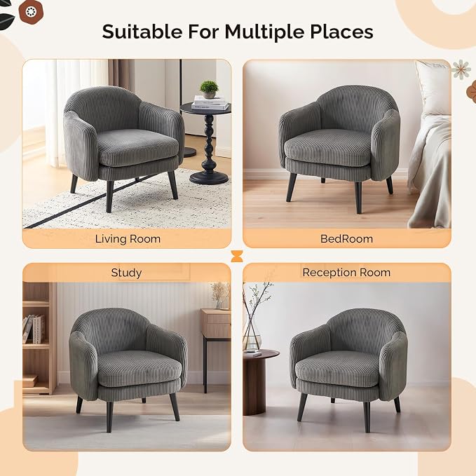 VINGLI 30.3" Wide Modern Barrel Accent Armchairs Set of 2 - Image 6