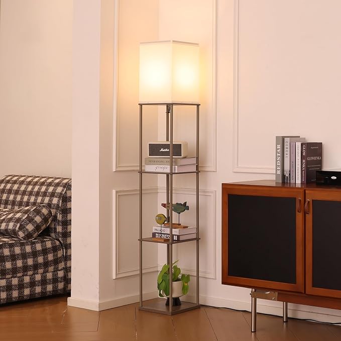 Gupuzm Floor Lamp with Shelves, Modern Square Standing Lamp with 3 Color - Image 5