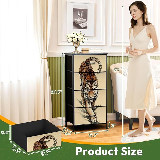 Dresser for Bedroom Majestic Tiger Walking Wilderness Bold Stripes Intense Gaze - Image 3