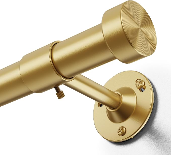 YaFex Heavy Duty Curtain Rods 32-150 Inch, 1 Inch Adjustable Gold Curtain Rod by YaFex