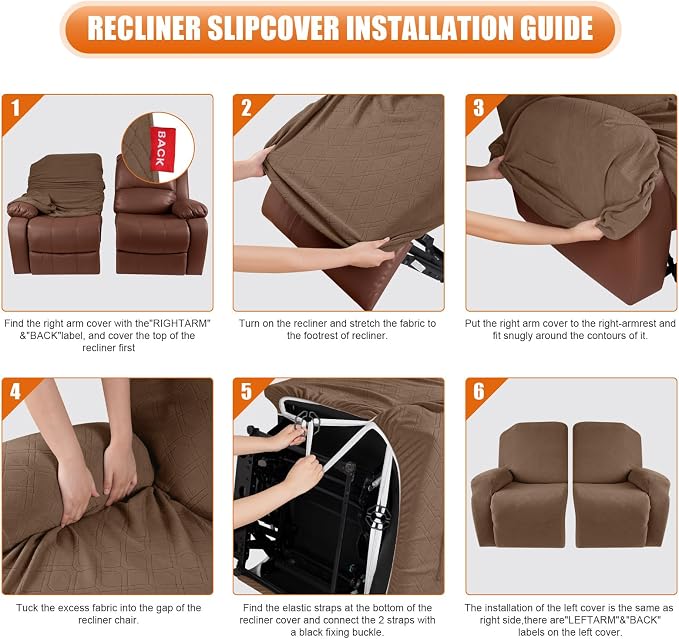 VANSOFY Oversized Recliner Cover, 2-Pieces Stretch Reclining Couch Cover - Image 4