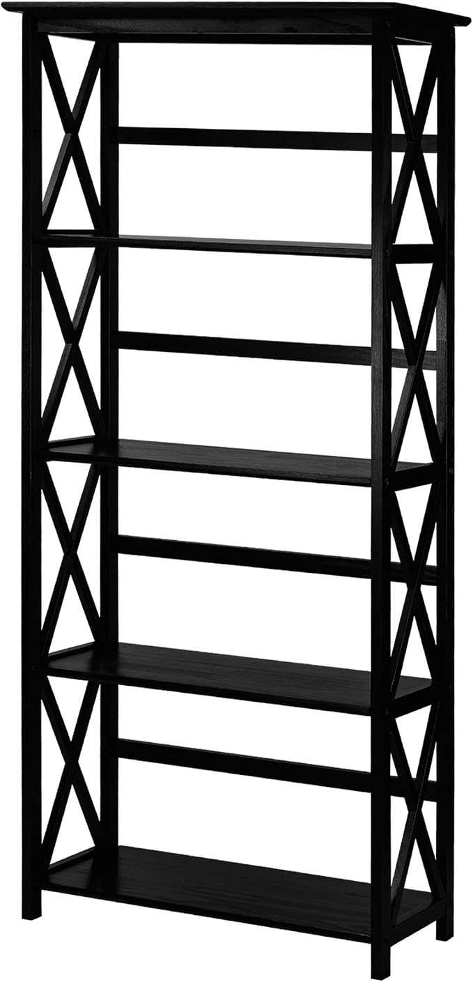 Montego 5-Shelf Bookcase-Black by CasualHome