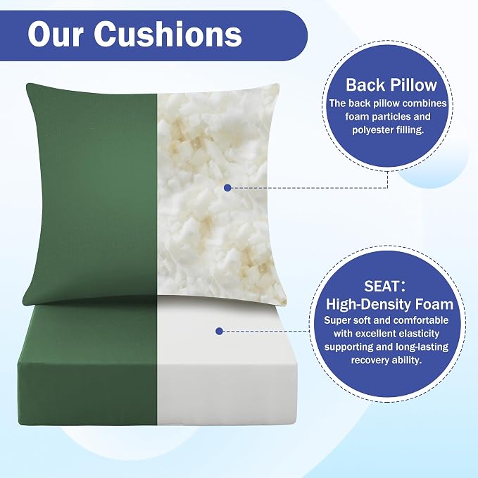 IASEAHK Outdoor Seat Cushion Set, Waterproof & Fade Resistant Patio Chair - Image 4