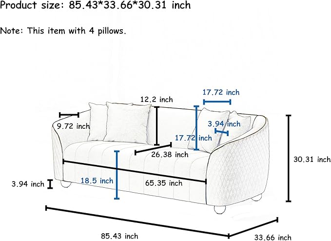 1-Piece Luxury Velvet Sofa Set for Living Room, Elegant Design Couch Set - Image 2