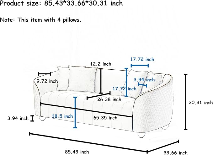 3-Piece Luxury Velvet Sofa Set for Living Room, Elegant Design Couch Set - Image 9