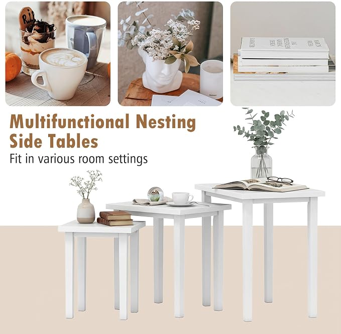 Giantex Nesting Tables Set of 3, Farmhouse Stacking Side Table - Image 6