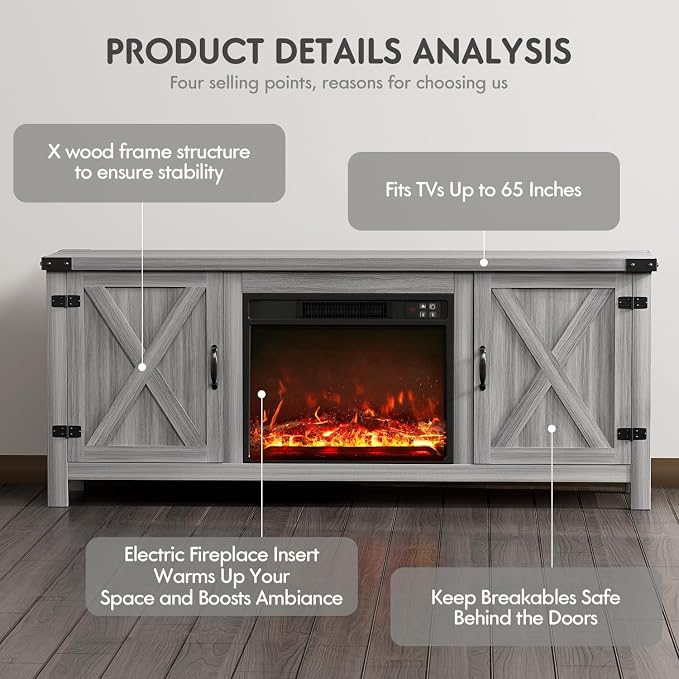 YESHOMY Fireplace TV Stand - Image 5