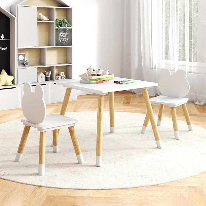 Costzon Kids Table and Chairs, Wooden Toddler Desk Set - Image 7
