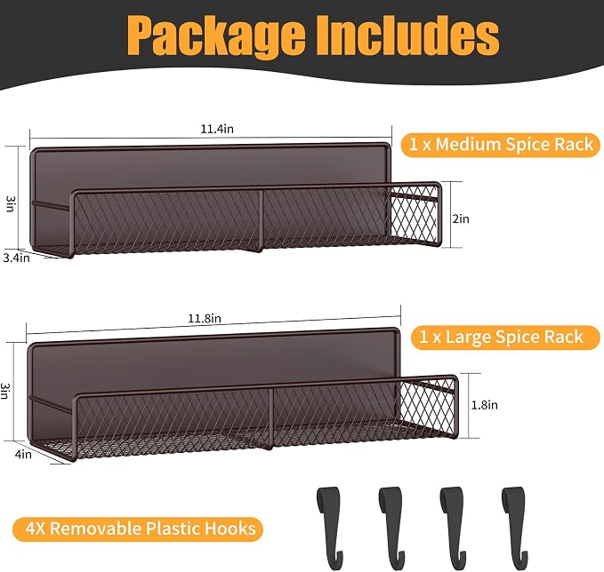 Magnetic Spice Rack for Refrigerator, 2 Pack 100% Metal Strong Magnet Shelf - Image 2