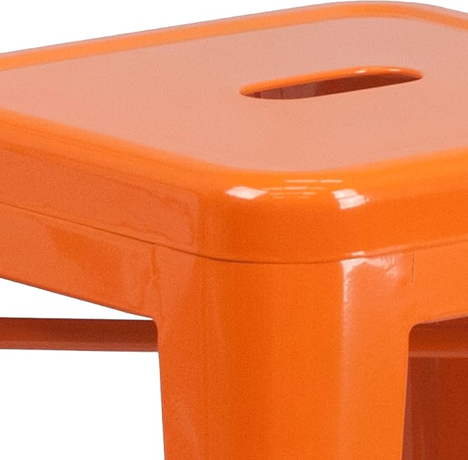 Flash Furniture Kai Commercial Grade 24" High Backless Orange Metal - Image 9