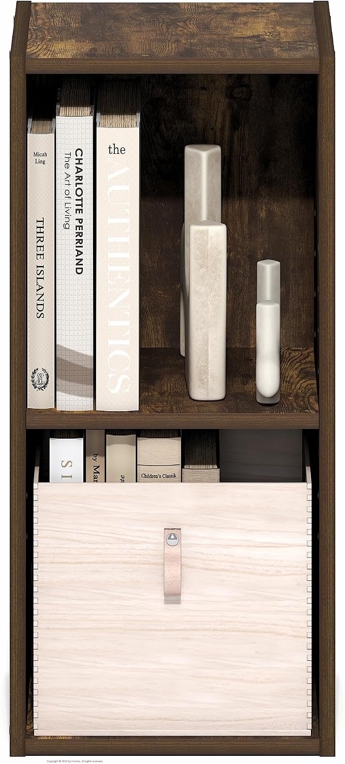 Furinno Fulda Book Shelf, 2-Tier Narrow Bookshelf, Bookcase - Image 5