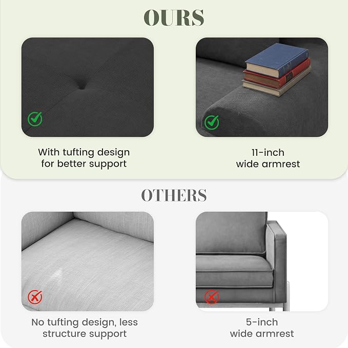 GRUSIGN 108'' Modular Sectional Boneless Couch, Tufted Cloud Sectional Couches - Image 6