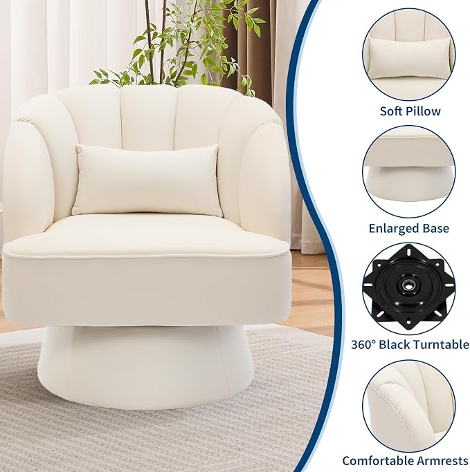 Garvee Ultra-Plush Swivel Accent Chair, 360° Barrel Lounge Chair - Image 7