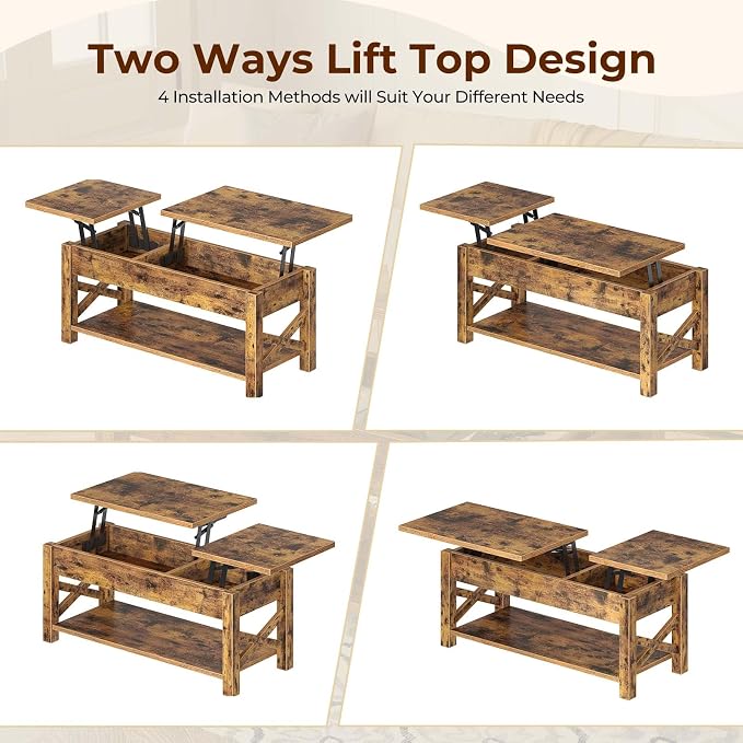 Rolanstar Coffee Table 47.2", 2 Way Lift Top - Image 5