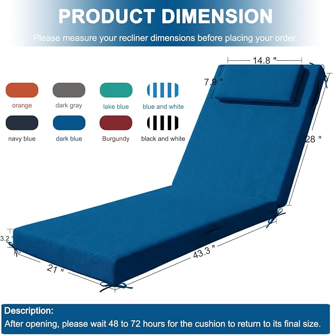 Outdoor Lounge Chair mat, 72 inches x 21 inches, Waterproof Chaise Lounge - Image 2