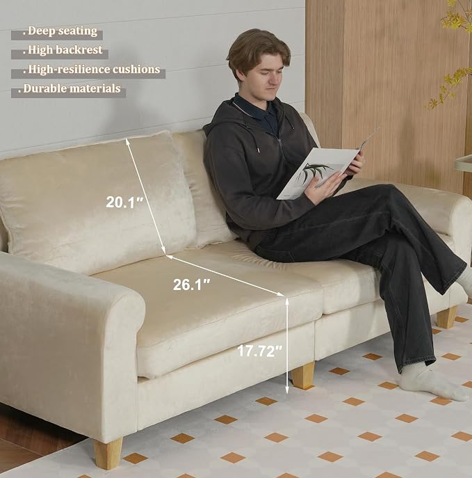 EASE MOOSE 88.5" Large Seat Velvet Loveseat Sofa, Soft Deep Seat Couches - Image 5