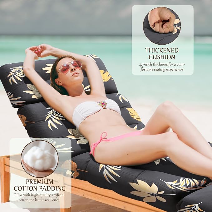 EverPine Outdoor Chaise Lounge Chair Cushion 74.4 x 22.8 x 4.7 Inch, Patio - Image 3