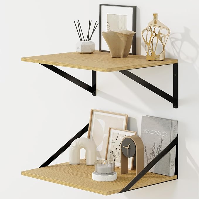 Fun Memories Floating Shelves for Wall, 12 Inch Deep Floating Shelves Set of 2 by FunMemories
