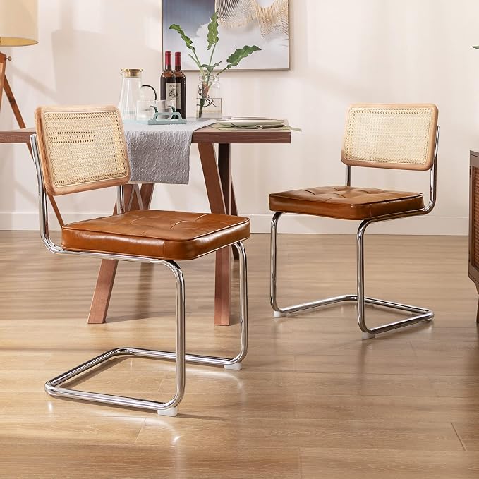 Zesthouse Natural Rattan Dining Chairs Set of 2, Modern Dining Room Chairs - Image 7