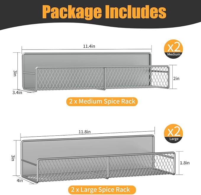 DTUQYX Magnetic Spice Rack for Refrigerator, 4 Pack 100% Metal Strong Magnet - Image 2