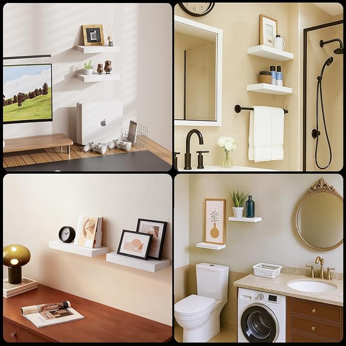 Floating Shelves for Wall White Shelves Bathroom, Bedroom and Living Room - Image 9