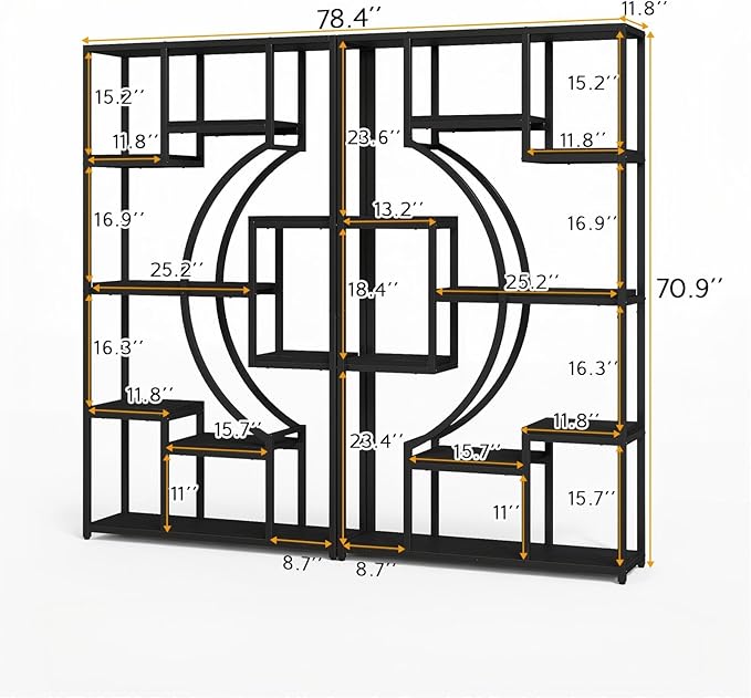 HolliWill 70.8" Tall Bookshelves Set of 2, Bedroom –Metal Frame & Anti-Tip & - Image 2