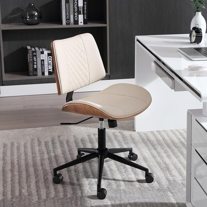 Home Office Chair No Arms with Wheels, Adjustable Height Small Desk Chair - Image 4