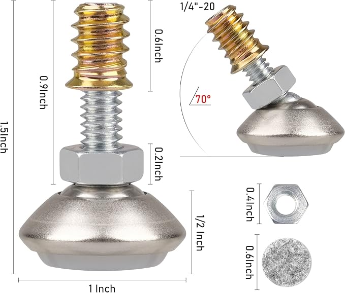 Anwenk Swivel Leveling Feet Furniture Levelers Feet Angle Height Adjustable - Image 2