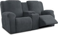 Recliner Loveseat Covers with Console, 6-Piece Stretch Geometric Strokes by Unknown