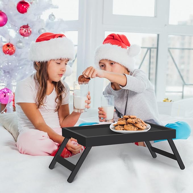 Artmeer Bed Tray Table with Folding Legs, Bamboo Breakfast in Bed - Image 2