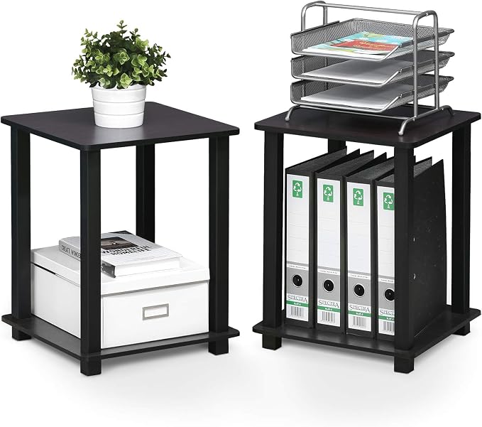 Furinno SIMPLISTIC Side Table Set of 2, 2-Tier Square Modern End Table - Image 4
