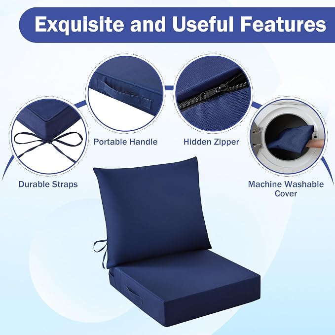 IASEAHK Outdoor Seat Cushion Set, Waterproof & Fade Resistant Patio Chair - Image 5